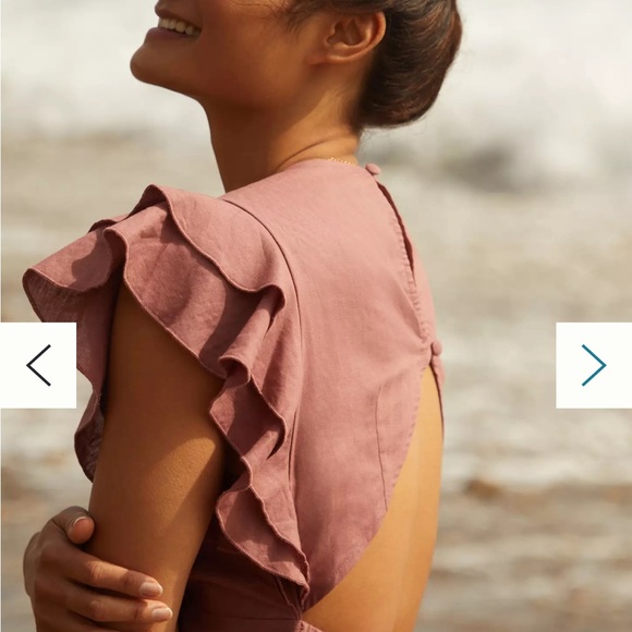 Charlie Holiday Ruffled Cover-Up Midi Dress in bronze sz 6 - Picture 4 of 10